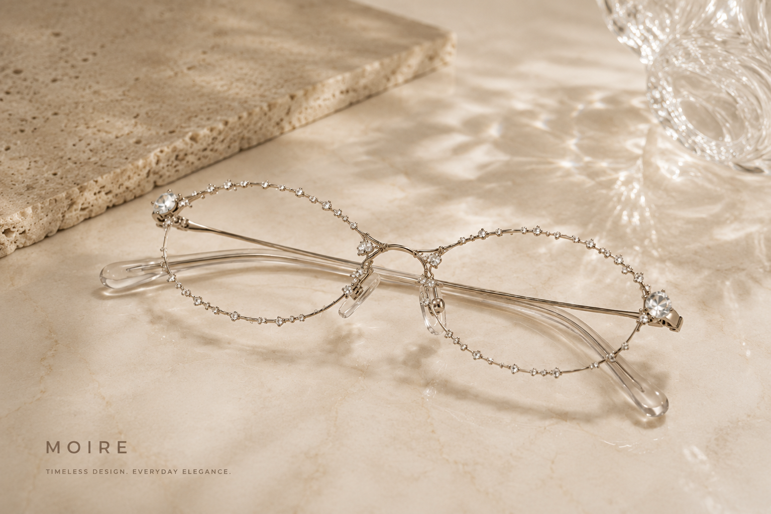 Celeste Crystal Rimless Frame